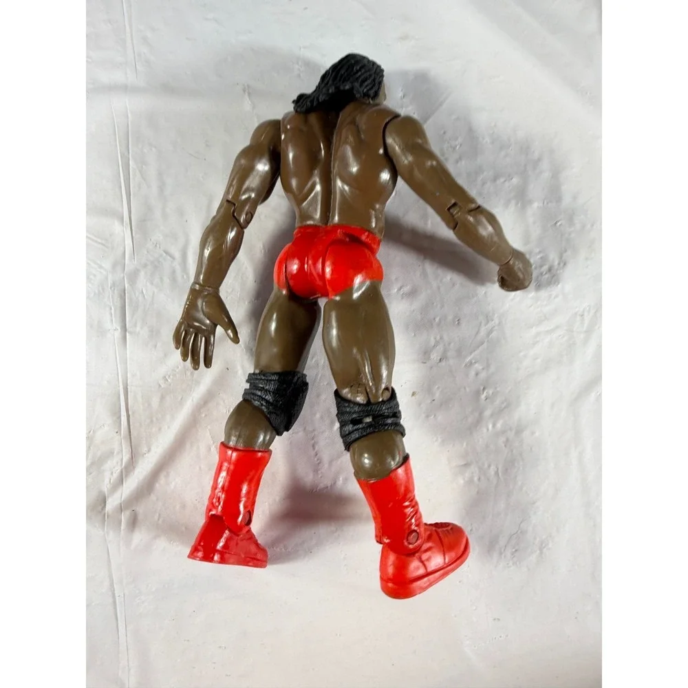 Vintage Jakks 1999 WWE Booker T Wrestler Action Figure Red Shorts Boots 7in